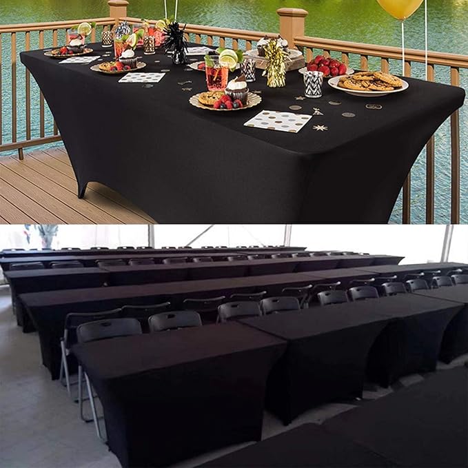 RELIANCER 2 Pack Stretch Spandex Table Covers for Rectangular Tables,6FT Elastic Fitted Tablecloth,Universal Rectangular Table Cloth Protector for Outdoor Party,Wedding,Bar,Birthday,Banquet,Events