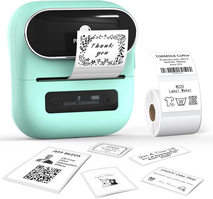 Phomemo M220 Label Maker - 3.14” Bluetooth Thermal Label Printer for Address, Barcode & Product Label, Portable Small Printer Compatible with Phone, Tablet & PC