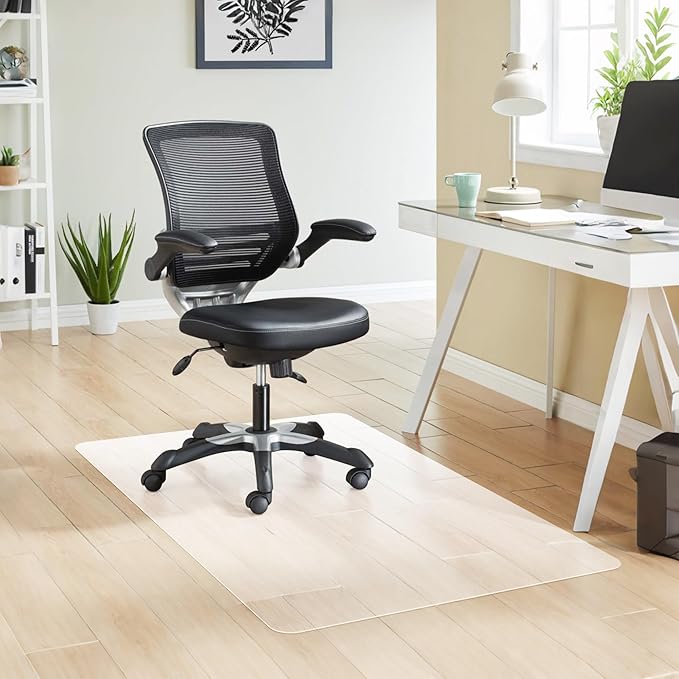 Office Chair Mat for Hardwood Floor, 55” x 35” Crystal Clear Hard Floor Chair Mat, Transparent Floor Protector Mat Flat Without Curling