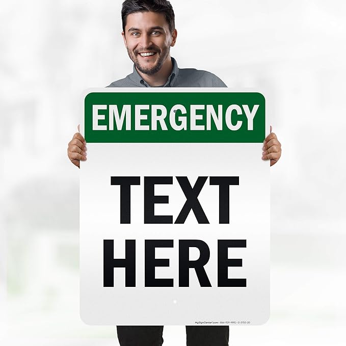 Custom Emergency Sign, OSHA Sign, 24x30 Inches, 3M EGP Reflective, Rust Free .080 Aluminum, Fade Resistant, Made in USA by My Sign Center