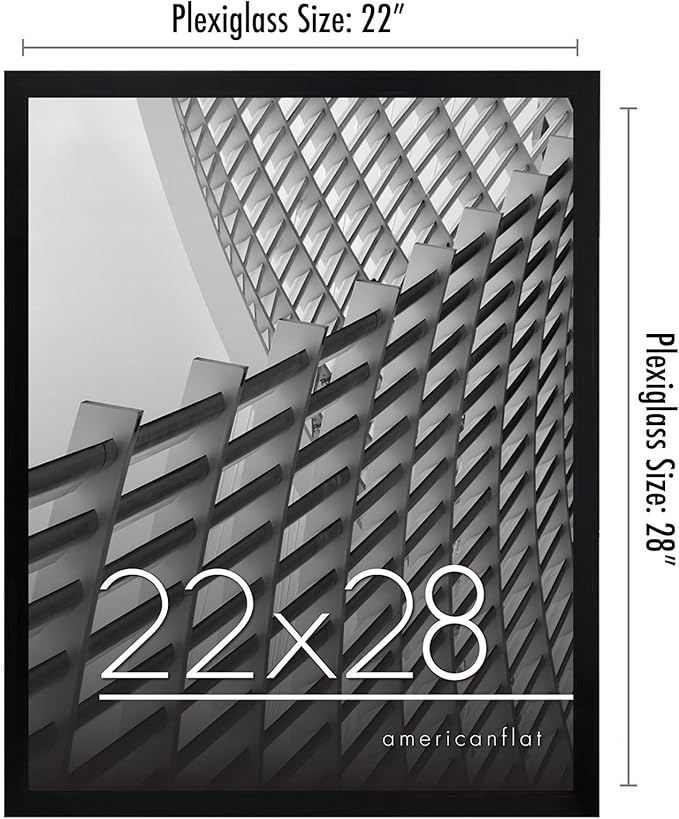 Americanflat 22x28 Poster Frame with Polished Plexiglass - Streamline Collection - Thin Border Picture Frame for Wall Display - Hanging Hardware Included - Black