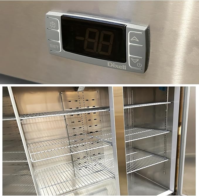 Commercial Refrigerator 2-Doors Solid Upright Reach in Two Section Inside Stainless Steel 54" Width, Capacity 43 Cuft, Bottom Mounted Restaurant Quality Kitchen Cooler Fridge, NSF Certified