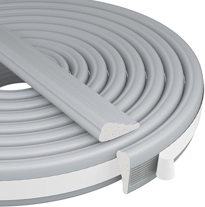 2Pcs×196" Wedge-Shape Foam Window Weather Stripping Door Seal Strip,Soundproofing Frame Insulation Tape for Exterior Front Door,Noise Cancelling Window Inserts,Door Gap Filler Light Blocker,Gray