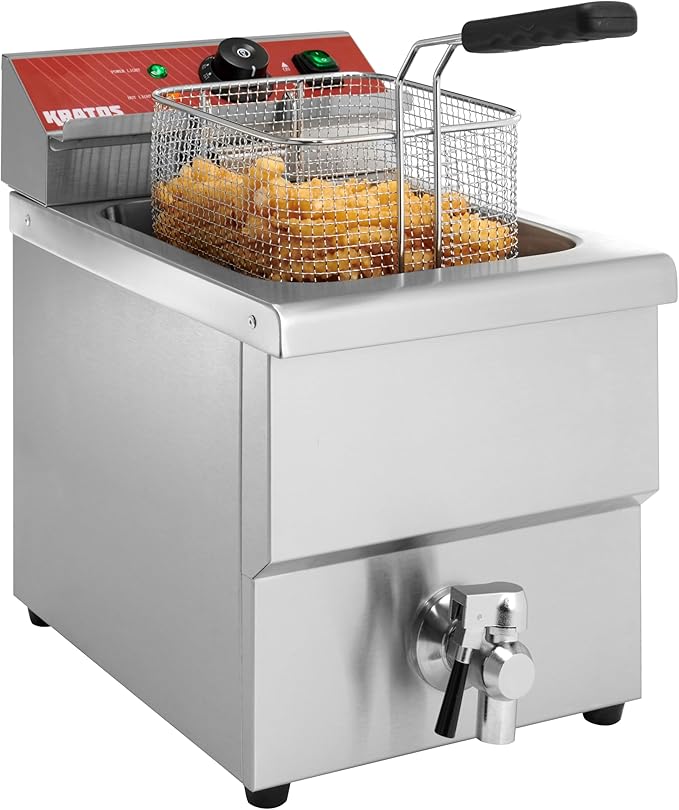 Kratos Commercial Electric Countertop Deep Fryer | Single Tank Fryer 15 lb. Capacity | With Fry Basket | ETL Certified | 208/240V | Stainless Steel (29Y-015)