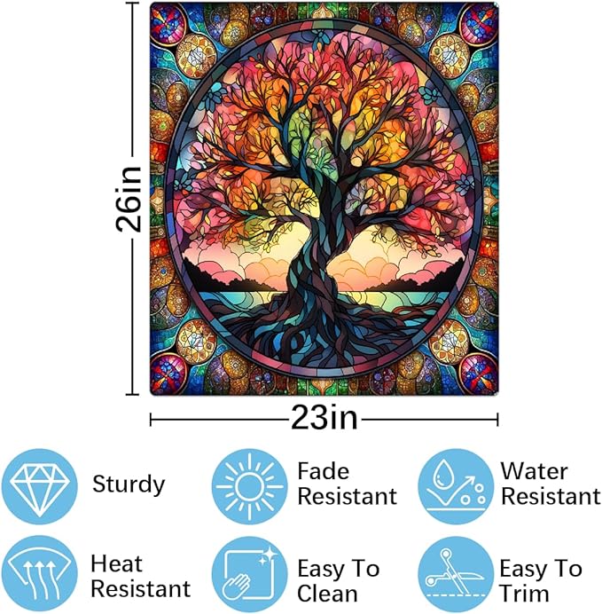 Tree of Life Dishwasher Magnet Cover Tree of Life Glass Dishwasher Decorative Cover Front Dishwasher Door Cover Reuseable Dishwasher Cover for Kitchen Refrigerator Home Appliances 23" X 26"