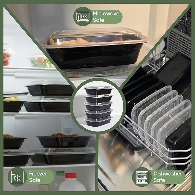 38 oz 150 Pack Meal Prep Containers BPA Free Leakproof Stackable Food Storage Containers with Lids, Microwave & Dishwasher Freezer Safe Reusable To Go Containers Bento Box Style Take Out Clear Plastic