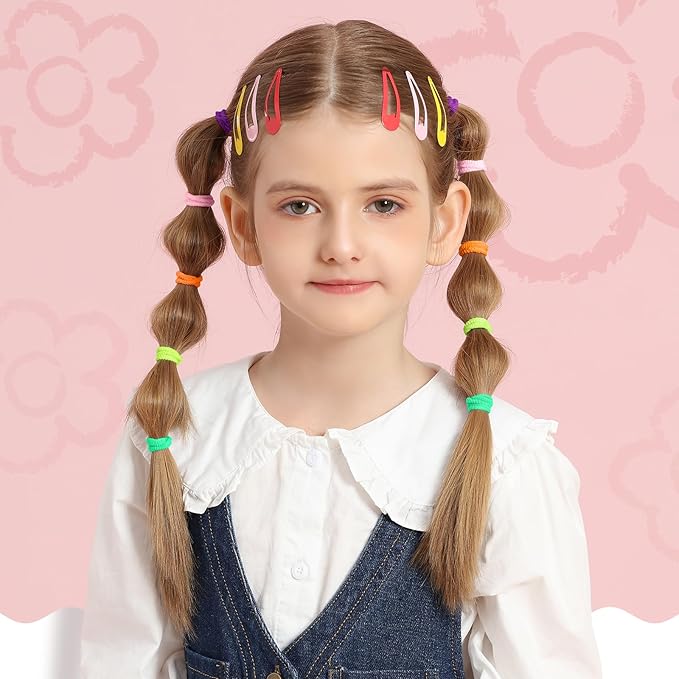 YGDZ Cotton Mini Hair Ties and Ponytail Holders Set for Toddlers and Kids: 300PCS Seamless Elastic Multicolor Bands, Hair Accessories for Little Girls