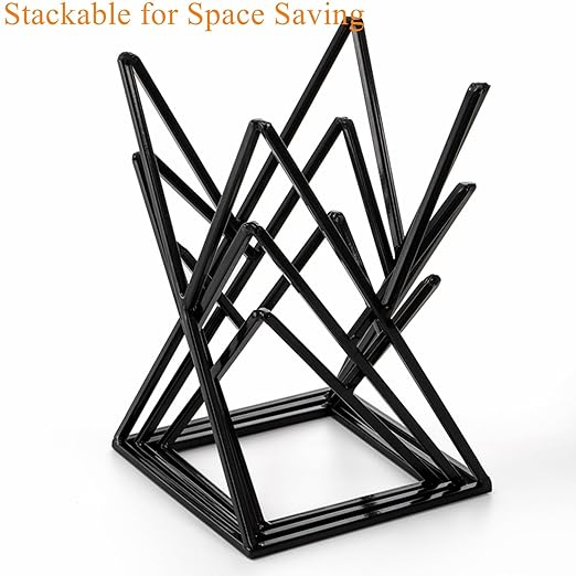 Set of 3 Metal Pizza Stand Holder, Tabletop Pizza Pan Riser Racks Serving Platter Tray for Party, Reusable Square Dessert Food Display Stand for Cakes, Appetizers, Wedding, Home, Buffet, Black