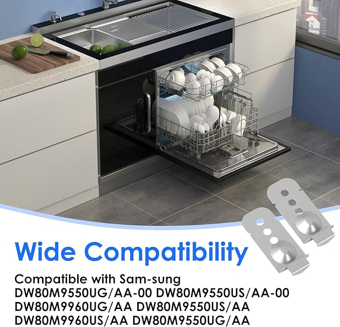 2 Pcs DD98-01051C Dishwasher Mounting Bracket Kit Compatible with Samsung DW80R9950US/AA Models, for Granite Countertops, Essential Installation Hardware and Dishwasher Parts