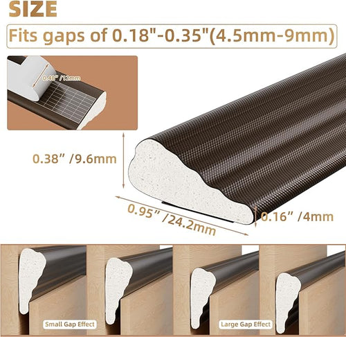 118” Wedge-Shape Foam Window Weather Stripping Door Seal Strip,Soundproofing Frame Insulation Tape for Exterior Front Door,Noise Cancelling Window Inserts,Door Gap Filler Light Blocker,Brown