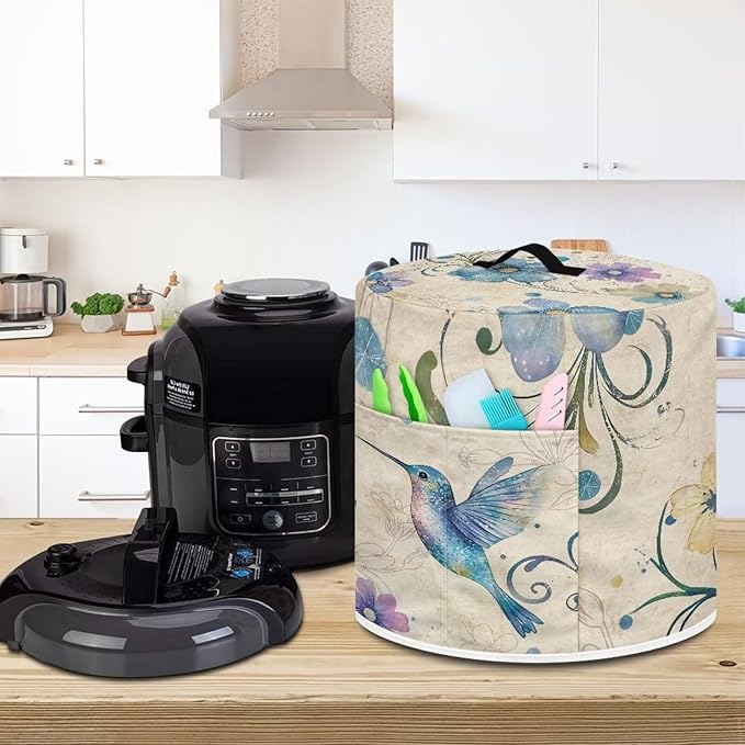 Bird Flower Pressure Cooker Cover Instant Pot Accessories Instant Pot Kitchen Appliance Dust Cover with Pockets for Rice Cooker Air Fryer Slow Cooker Dust Covers for Kitchen Size L