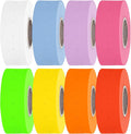 Perco 1 Line Multicolored Sleeves—32 Rolls, 4 Sleeves, 32,000 Labels for Perco Lite, X, Plus & Pro Guns—Includes White, Yellow, Blue, Lavender & Fluorescent Colors (Red Green Pink Orange)—Made in USA