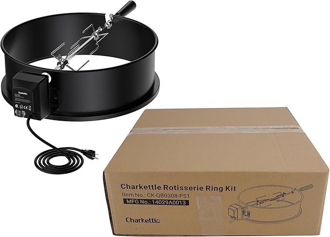 Skyflame Charkettle Rotisserie Ring Kit Compatiable with Weber 18" Charcoal Kettle Grills and Other Similar Kettle Grills, Black Coated Steel BBQ Grill Rotisserie Kit