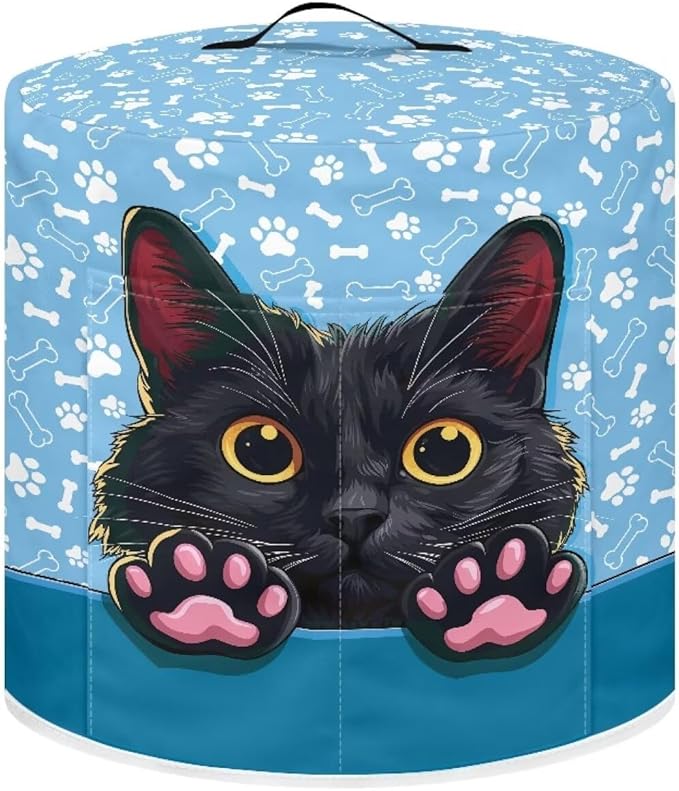 TODIYADDU Black Cat Paw Print Pressure Cooker Cover for Women Trendy Instant Pot Cover with Top Handle and Pocket Kitchen Appliance Cover Dust Cover for 3 Quart Instant Pot and Extra Presents, L