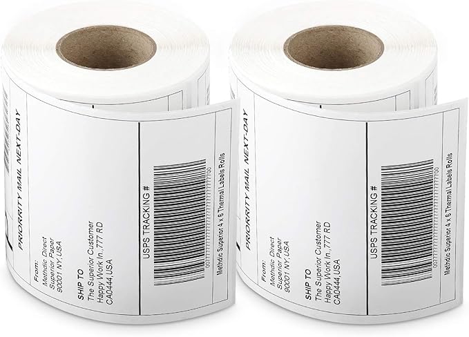 Methdic 4x6 Direct Thermal Shipping Labels for UPS USPS 250 Labels(2 Rolls)