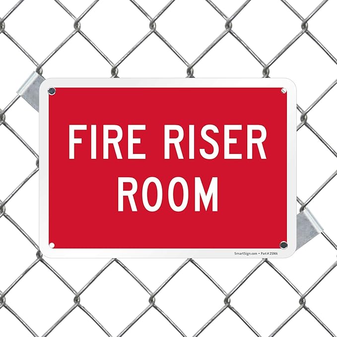 SmartSign - K-9709-PL-10 "Fire Riser Room" Sign | 7" x 10" Plastic White on Red