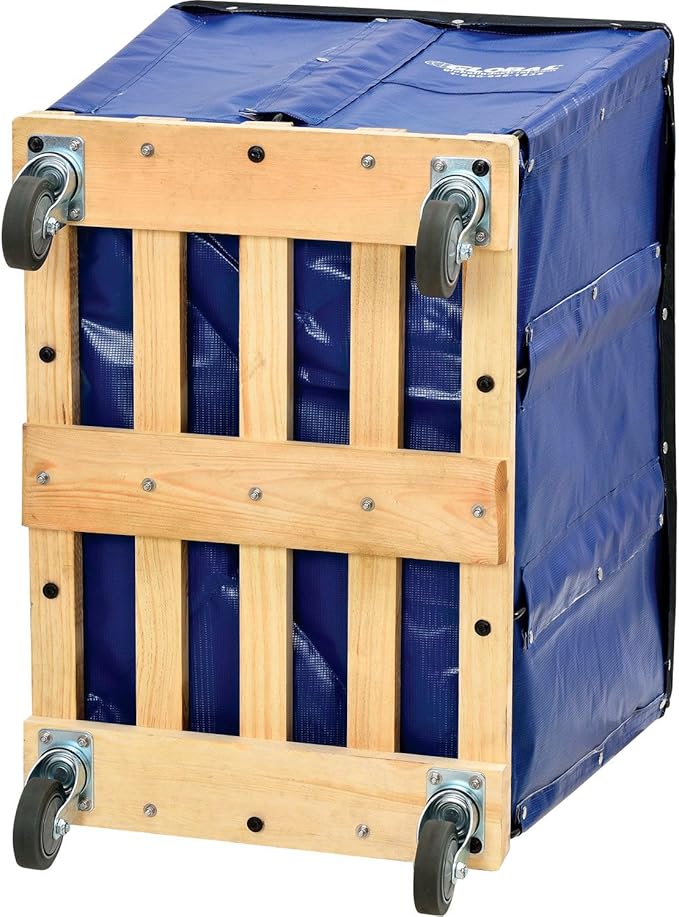 Global Industrial 12 Bushel, Blue Vinyl Basket Bulk Truck, Unassembled, 36" L x 26" W x 33-1/2"H, Rolling Laundry Cart, Commercial Material Handling Cart with 4" Casters
