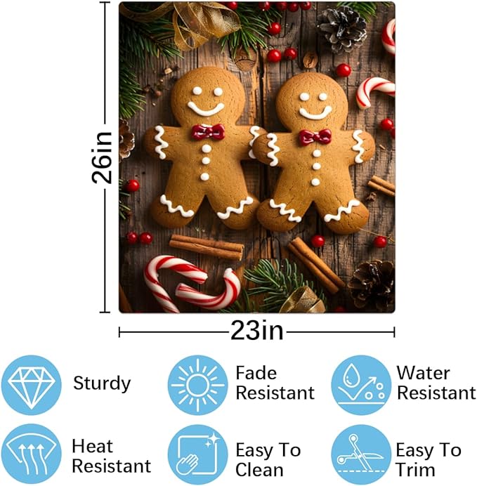 Christmas Gingerbread Men Candy Dishwasher Magnet Cover, Reusable Refrigerator Panel Stickers Microwave Front Door Covers Magnets for Kitchen Home Appliances Holiday Party Decorations 23 X 26 in