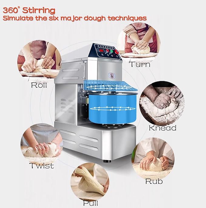 INTSUPERMAI Commercial Dough Mixer Machine Electric Food Mixer with Double Action Double Speed Spiral Mixing for Schools Bakeries Restaurants Pizzerias 110V (Standard Type, 40L)