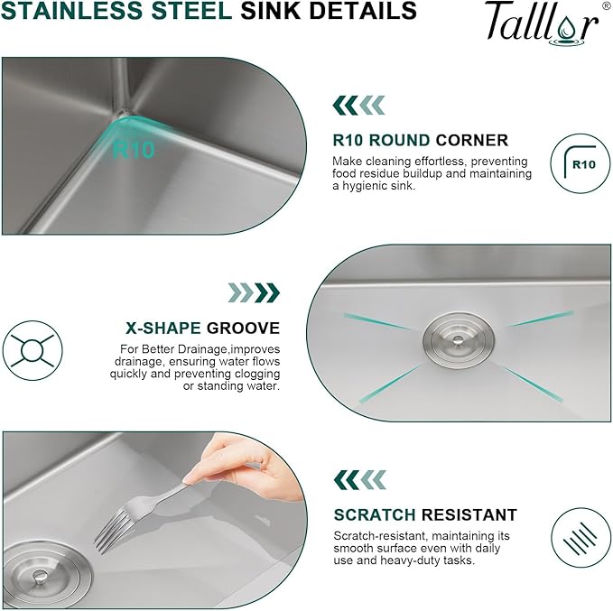 Undermount Bar Sink - 12 Inch Workstation Bar Sink Stainless Steel 16 Gauge Single Bowl Under Counter Camper Small Wet Sinks with Cutting Board #TLU-0018