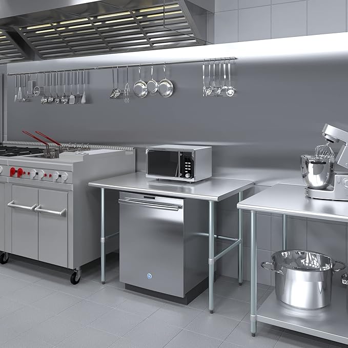 AmGood Stainless Steel Work Table Open Base | NSF Kitchen Island Food Prep | Laundry Garage Utility Bench (48" Long X 30" Deep)