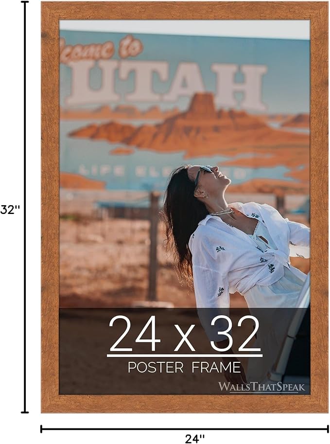 wallsthatspeak 24x32 Light Walnut Rustic Pine Picture Frame for Puzzles Posters Photos or Artwork