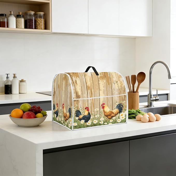 Stand mixer cover with handle and storage bag, reusable and washable, stylish retro floral design, keeps kitchen countertops clean and tidy (fits 6-8 quart mixers).