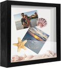 8x8 Shadow Box Frame Display Case, Wood with Plexiglass, Display Case Box for Memorabilia, Medal, Crafts,Tickets and Photos, Picture Frame for Wall and Tabletop (Black, 8x8)