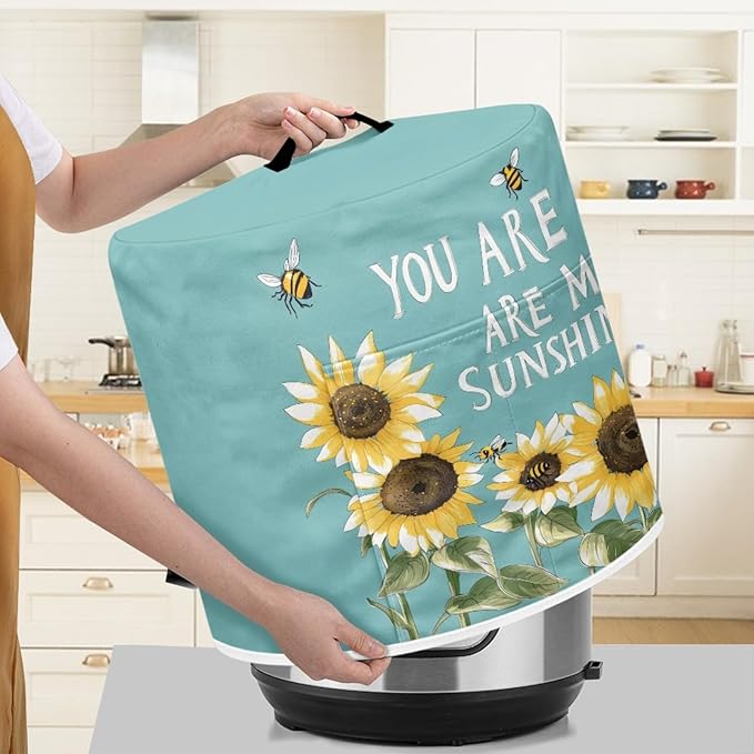 Air Fryer Dust Cover Compatible with 8 Quart, Dust Protection Pressure Cooker Cover with Top Handle and Storage Pockets for Women Wife Gift, You Are My Sunshine