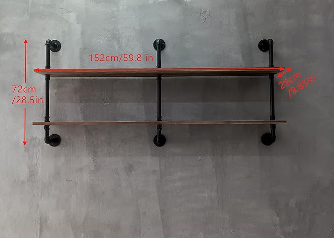 Floating Shelves for Wall Laundry Room Shelves Bookshelf Industrial Pipe Shelving Shelf Real Wood Planks 60 inch Rustic Wall Shelves Hanging Bookshelves Farmhouse Kitchen Bar Shelving