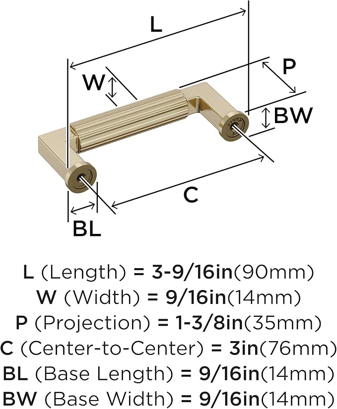 Amerock Ballard 3 inch (76mm) Center-to-Center Golden Champagne Cabinet Pull, BP37642BBZ