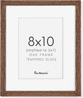 Fun Memories 8x10 Wood Picture Frame, Solid Oak Wood Frame 10x8 for Wall & Tabletop Display, 5x7 Picture Frame with Mat 8x10, 8 x 10 Photo Frame Wood with Tempered Glass, Walnut Color, 1 Pack