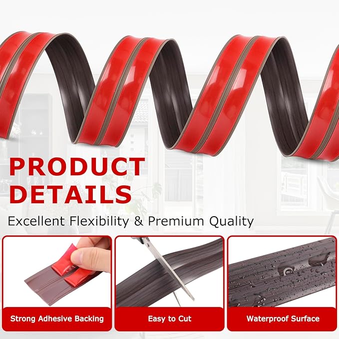 Flexible Wall Corner Protector Moulding Trim Peel and Stick Wall Corner Guards Edge Protector Self Adhesive Molding Trim Strip for Edge Ceiling (Dark Walnut Wood Grain, 2.4 in x 20 Ft)