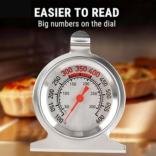 CloudHand Oven Thermometer 50-300°C/100-600°F Electric/Gas Oven Temperature Gauge Baking Thermometer Stainless Steel Instant Read Thermometer for Cooking 2Pcs