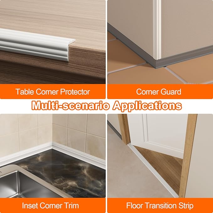 Wall Corner Protector & Edge Guard，Peel and Stick Wall Trim Moulding Inside & Outside Corner Molding Trim Caulk Strip, Self Adhesive Trim for Wall Edge,Ceiling,Countertop, 2.36” W x20’ L，White