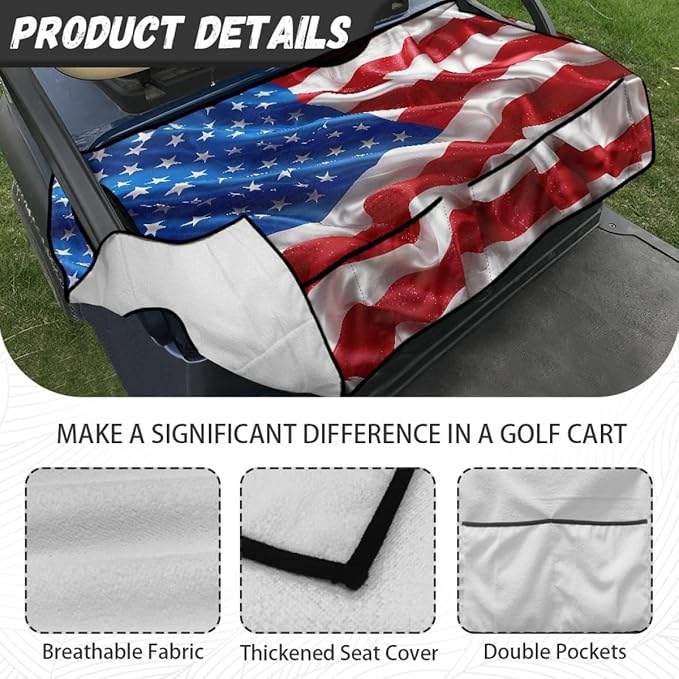 Golf Cart Seat Cover Cushion Featuring Universal Fit and Non-Slip Backing for Comfortable and Secure Outdoor Seating