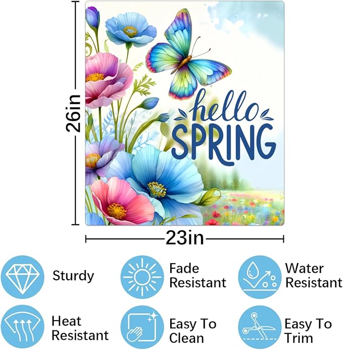 Butterfly Flower Summer Dishwasher Magnet Cover for The Front Dishwasher Door Cover Panel Decals Magnetic Refrigerator Cover for Kitchen Farmhouse Home Decor 23 X 26 in