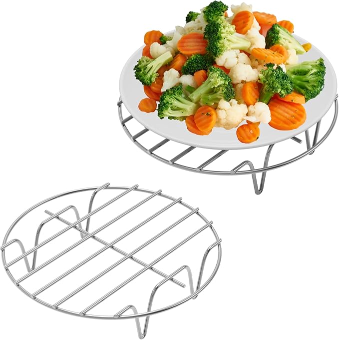 GSlife Instant Pot Steamer Rack - Stainless Steel Instant Pot Accessories, 2 Pack Steam Rack for 6, 8 Qt Pressure Cooker, Cooking Cooling Steaming Baking Rack 7.7''