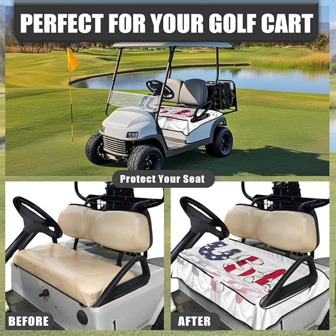 Waterproof Golf Cart Seat Cover Cushion Made with Soft Microfiber Fabric, Designed to Protect Seats from Sweat, Dirt and Daily Wear with Universal Fit