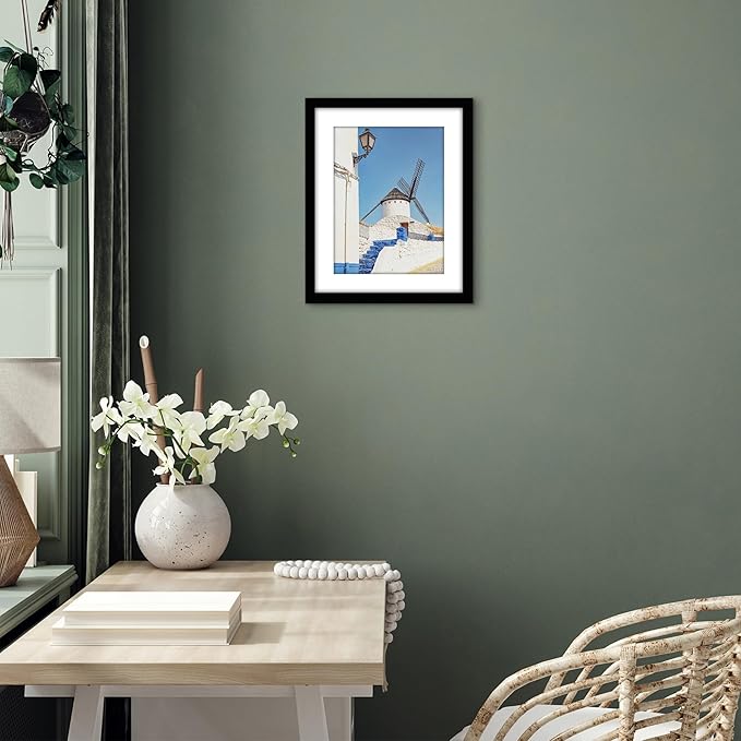 Americanflat 12x15 Picture Frame with Shatter-Resistant Glass - Use as 9x12 Frame with Mat or Display 12x15 Photo Without Mat - Signature Collection - Picture Frames for Wall Display - Black