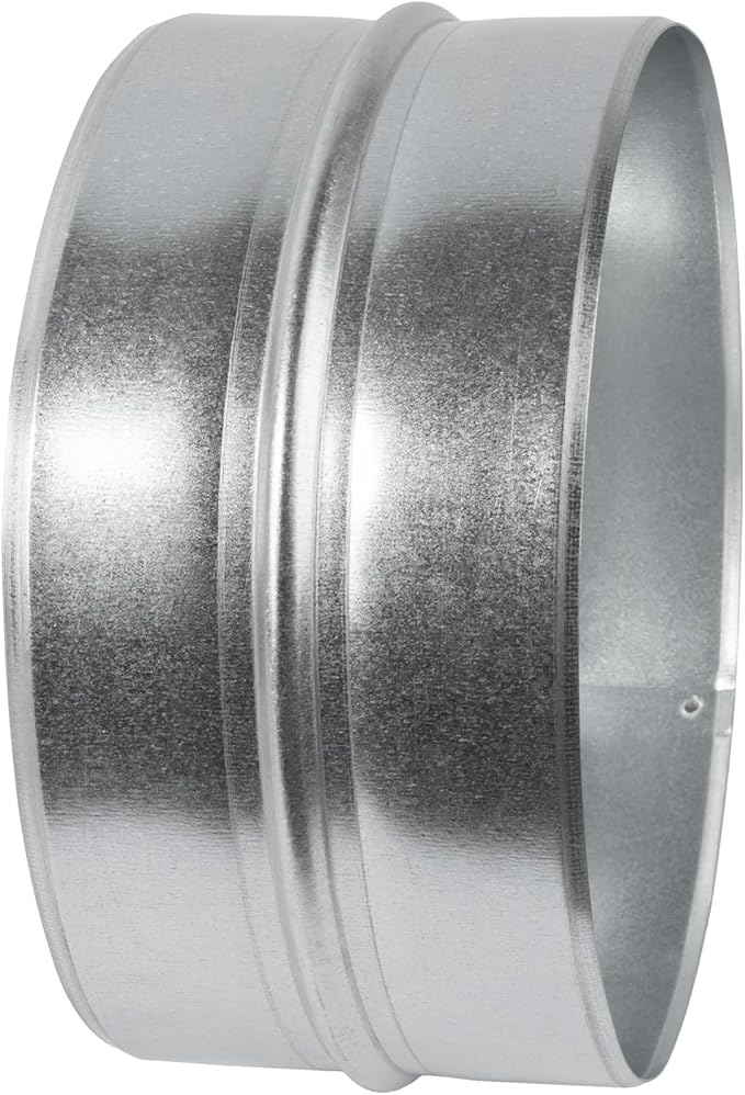 Vent Systems 8'' Inch Galvanized Steel Duct Connector - Round Ventilation Duct Extension - Metal Vent Coupler - Metal Hose Coupling - Galvanised Pipe Connector