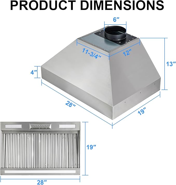 Akicon Range Hood Insert 30 Inch with Heater Sensor, 600 CFM Bulit-in Kitchen Vent Hood with 4 Speeds, Ultra-Quiet Duct Stove Hood 3CCT LED Lights and Dishwasher Safe Filters