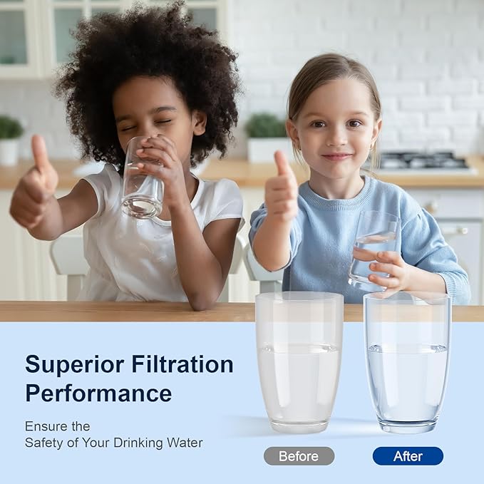 Purewell 8-Stage Alkaline Filter Elements, 7-Inch Pitcher Cartridge Compatible with Zero Pitcher, NSF/ANSI 42 & 372 Certified, 4000-Gallon Long-Lasting, Up to pH 9, Reduces 99% Chlorine (4-Pack)