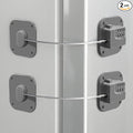 Refrigerator Lock, Heavy Duty Fridge Lock, Combination Lock for Refrigerator Cabinets, Drawers, Safety, Easy Install No Keys Needed (Grey-2Pack)