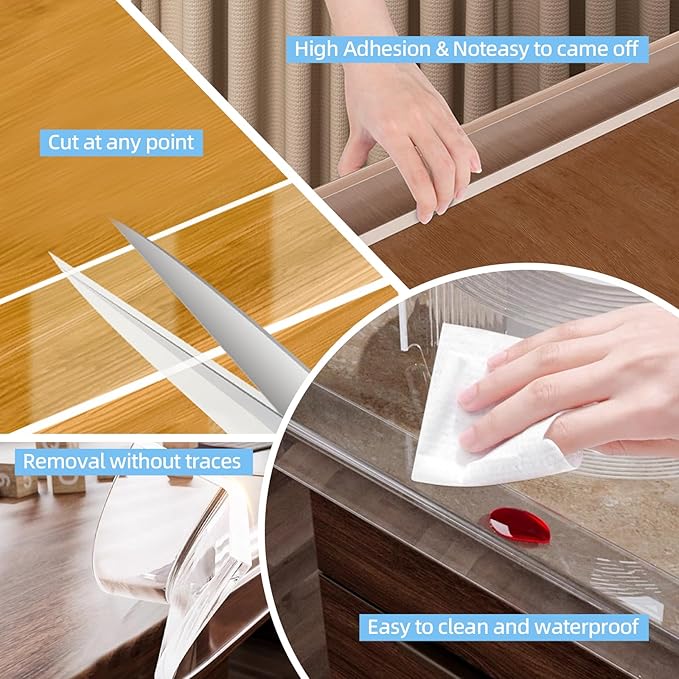 1.57 in x 13.12 FT,Edge Corner Protector Baby Proofing,Soft Clear Furniture Table Corner Guard & Edge Safety Cabinet Door Bumper,Crib Bumpers,Wall Protector
