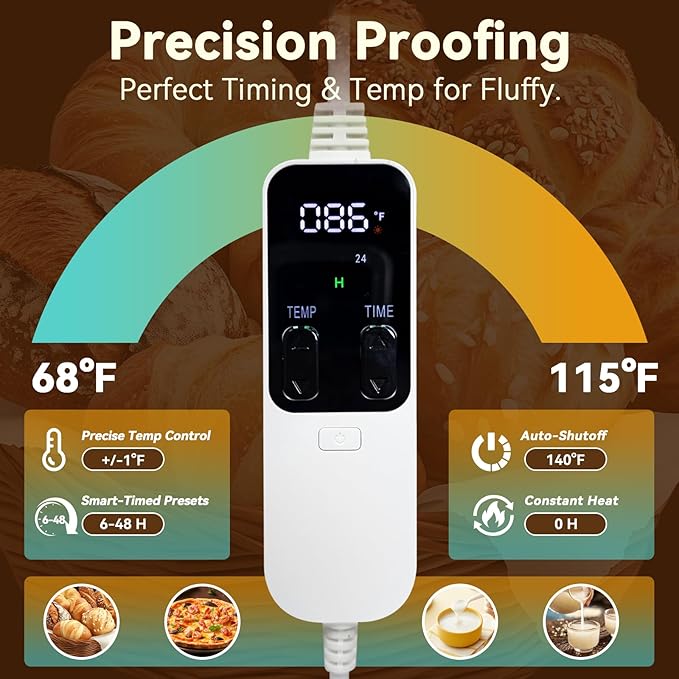 Collapsible Bread Proofing Box with 68-115°F Temp Control & 48H Timer, Bread Making Kit with Dough Warming Box, Includes 7 Kitchen Baking Accessories
