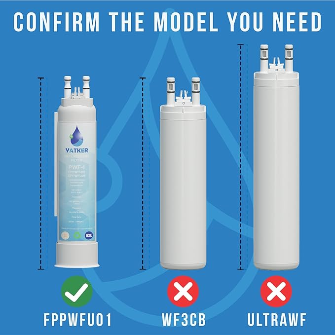 FPPWFU01 Water Filter Replacement for Frigidaire FPPWFU01 Water Filter, Compatible with PurePour PWF-1,EPPWF01 PureAdvantage PWF-1 and PureAir Ultra II PAULTRA2 Air Filter Combo（2+2）