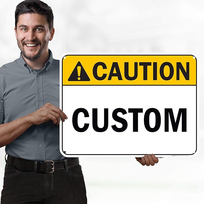 Custom Caution Sign, Ansi Sign, Osha Compliant, 18x24 Inches, 55 mil thick HDPE (high density polyethylene), Made in USA by My Sign Center