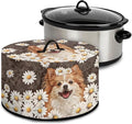 Pomeranian Dog Daisy Print Slow Cooker Cover with Storage Pocket Portable Stain Resistant Slow Cooker Cover for Kitchen Extra Accessories Fit 6/7/8 Quart Electric Oval Crock Pot