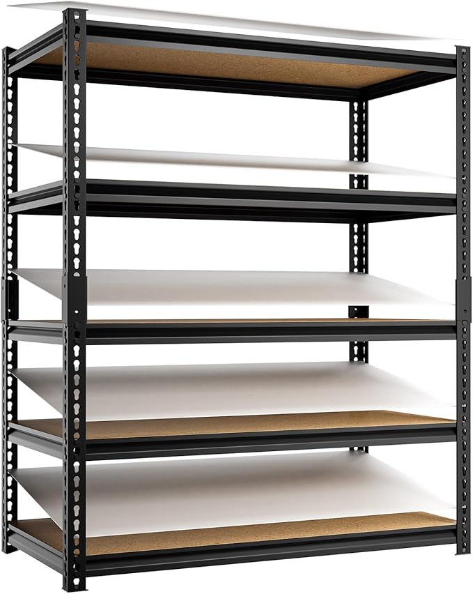 5-Tier 40”W X 19.7”D X 71”H Garage Storage Racks 2500LBS Garage Storage Heavy Duty Adjustable Metal Basement Shelving (Black)